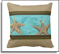 Starfish Beach Paradise Tan 16 x 16 Throw Pillow